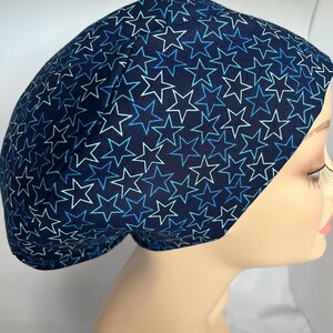 Euro Scrub Hat Stars For Heroes Blue toggle Adjustable CRNA CNOR Chef Cap Xray Veterinarian