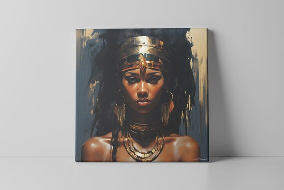 African warrior digital oil painting / canvas. Canvas print 20x20 cm, 40x40 cm, 60x60 cm and 80x80 cm. Canvas african warrior.