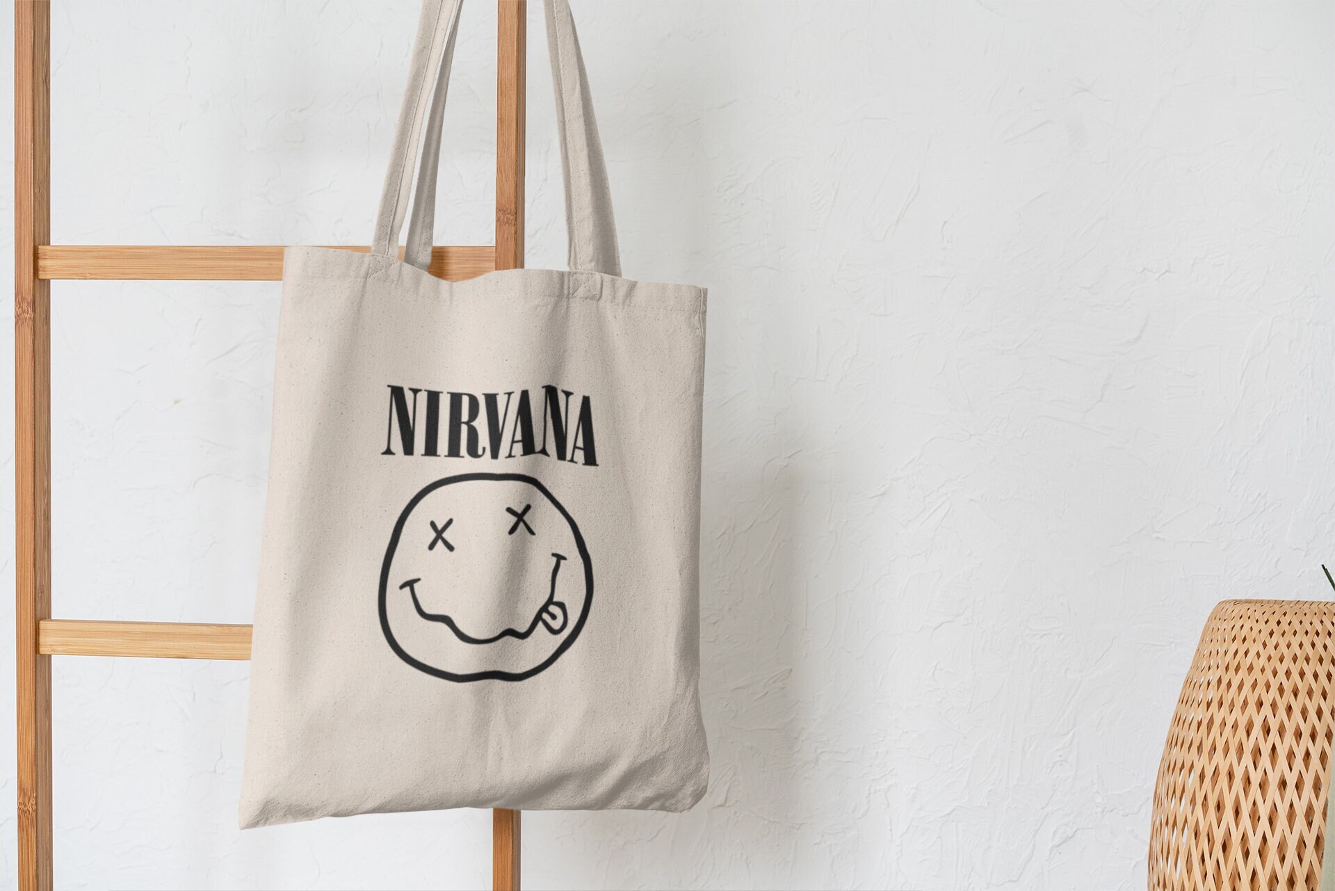 Nirvana tote bag. Nirvana music tote bag. 475