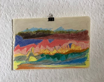 Skizze Abstrakte Landschaft im Original 14,8 x 21cm