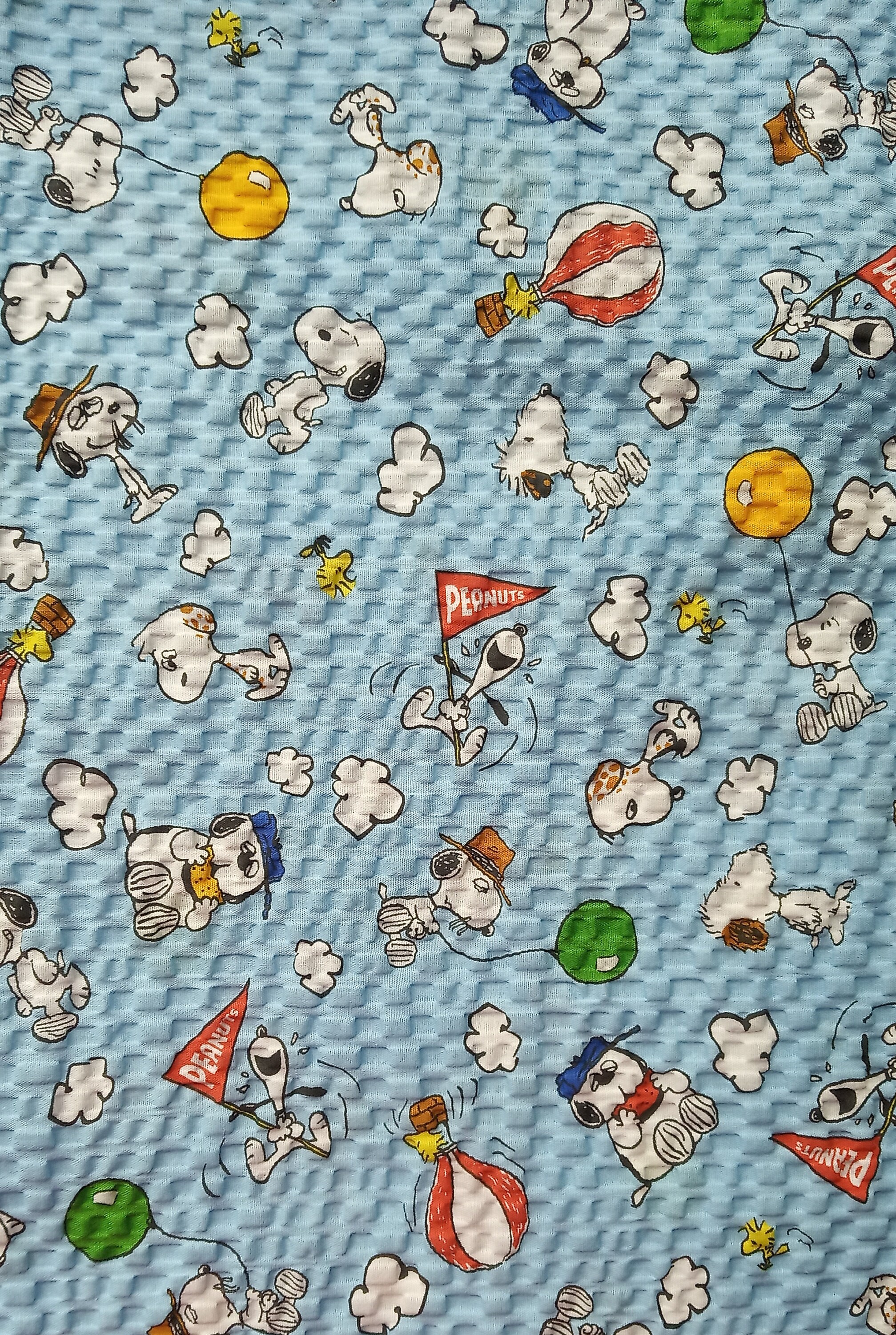 Snoopy Fabric, Snoopy Woodstock fabric, Peanuts Fabric, Bubble crepe fabric, Cotton Fabric by meter, Made in Japan, New!!!(FS-001)