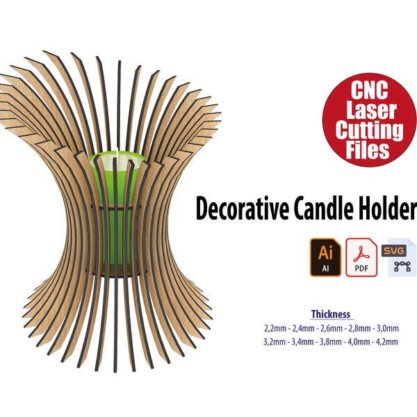 Wood Candle Holder Lantern Stand laser cut files svg, pdf, ai, dxf