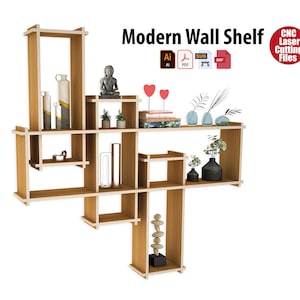 Modern Smart Wall Shelf Plywood, for your home Digital File for CNC Cutting Laser router plasma DXF, PDF, Svg, Ai files