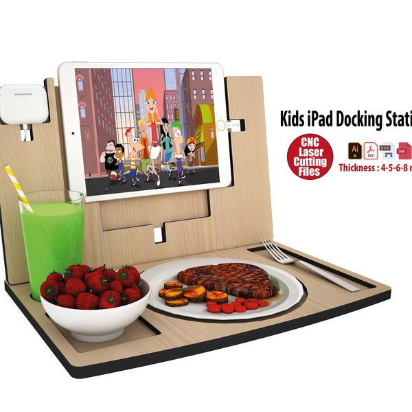 iPad Air Docking Station for kids, cut file svg for airpods, foods, eating, watching Gift