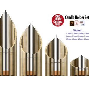 木製キャンドルホルダーセットまたはキャンドルスタンドセットのレーザーカットファイル（SVG、PDF、AI、DXF）