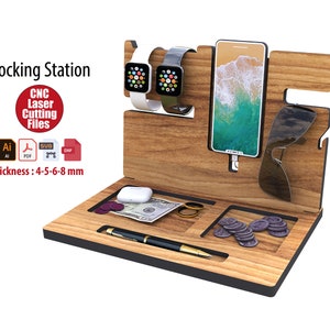 Arquivo de corte svg para estação de encaixe para telefone, chaves, relógio, presente masculino personalizado, presente de dia dos pais da esposa, presente para pai, novo emprego, presentes personalizados