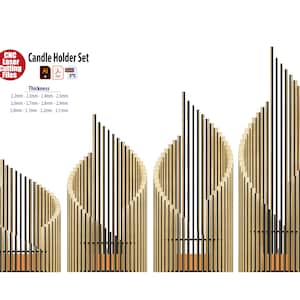 木製キャンドルホルダーセットまたはキャンドルスタンドセットのレーザーカットファイル（SVG、PDF、AI、DXF）