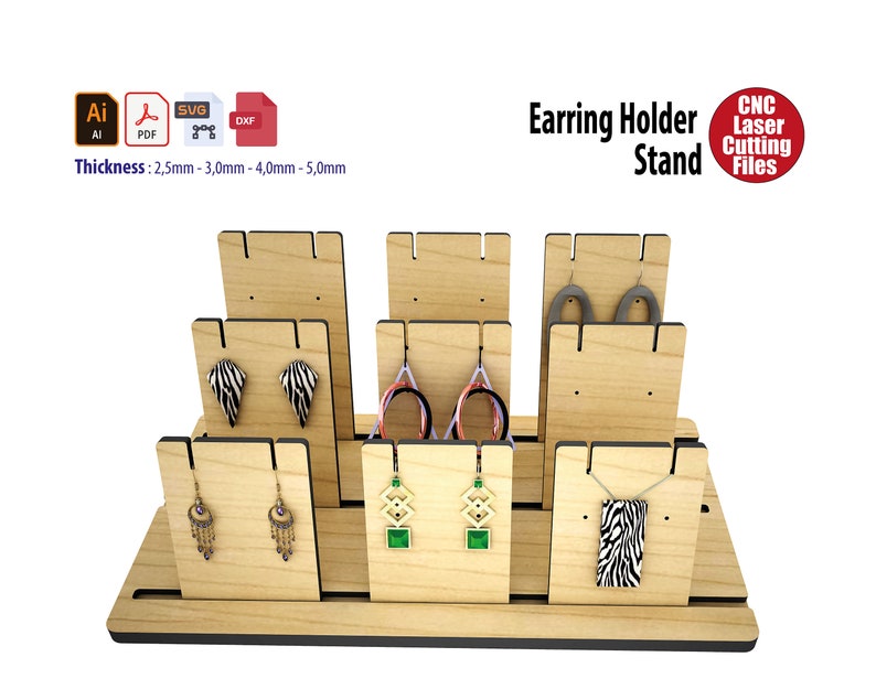 Earring Necklace Holder Display Wood Jewelry Cardboard Display Etsy