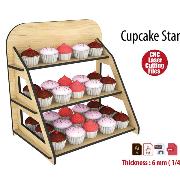 Wooden Cup Cake Stand Laser Cutting Files