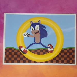 5x7 Sonic &quot;Corredor de velocidad&quot; Impresión FanArt