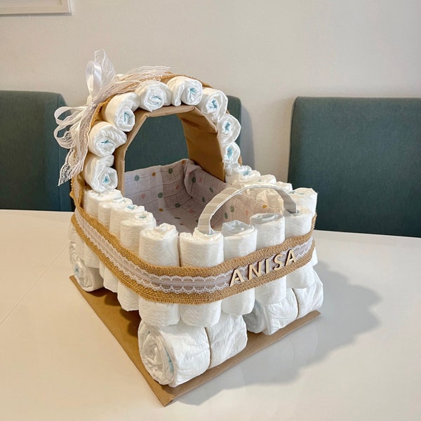 Windeltorten - Diaper cake - Diaper stroller - Diaper cake girl - Gift for birth - Baby shower - Baptismgifts - Babygifts Diaper cake boy