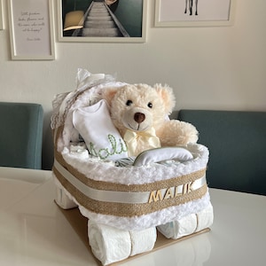 Wózek do pieluszek - Tort pieluszkowy neutralny - Prezent na narodziny - Baby shower - Prezenty na chrzest - Prezenty dla niemowląt