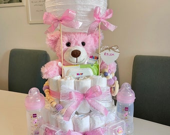 Windeltorte Heißluftballon- Diaper cake - Hot air balloon - Gifts for birth - Baby shower - Baptism baby gifts