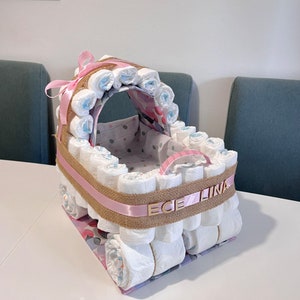 Diaper cakes Diaper cake Diaper stroller Diaper cake girl Gift for birth Baby shower Baptismgifts Babygifts Diaper cake boy image 2