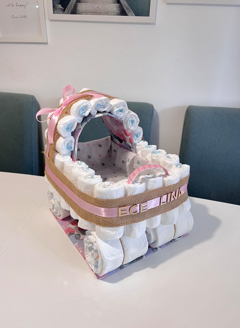 Diaper cakes Diaper cake Diaper stroller Diaper cake girl Gift for birth Baby shower Baptismgifts Babygifts Diaper cake boy image 2