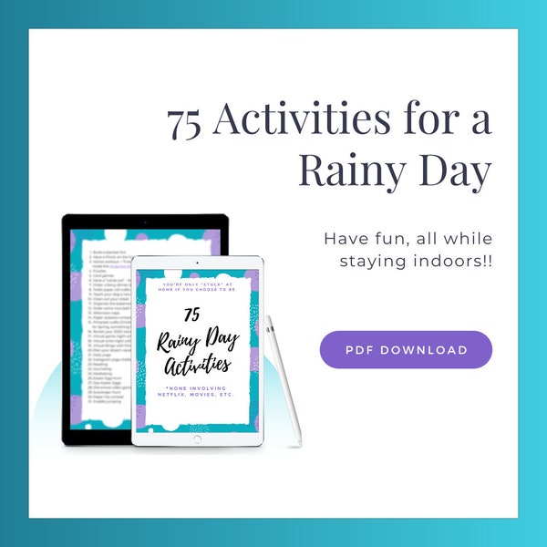 75 Rainy Day Activities, Indoor Activities for Kids or Adults, PDF Download