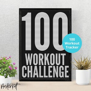 100 Workout Tracker, Downloadable Tracker for Motivation, Fitness Motivation, PDF Download