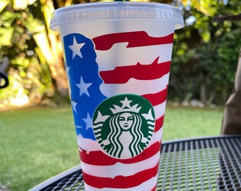 American Flag Starbucks Cup | Patriotic Starbucks Cold Cup | Starbucks Cold Cup | Starbucks Venti Tumbler