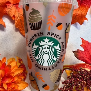 Pumpkin Spice Starbucks Cup | Pumpkin Spice Cold Cup | Fall Starbucks Cup | Autumn Starbucks Cup | Fall Cold Coffee Cup | Starbucks Gift