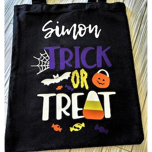 Torby na Halloween „Cukierek albo psikus” dla dzieci | Torby na cukierki na Halloween | Spersonalizowane torby na cukierki „Cukierek albo psikus” | Prezent na Halloween | Niestandardowa torba na cukierki