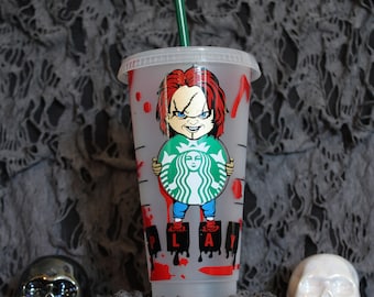 Copa Chucky / Copa Starbucks de Halloween / Copa Starbucks de Terror / Copa Chucky Halloween / Copa de Terror de Halloween / Regalo de Halloween / Copa Stabucks