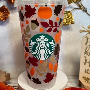 Starbucks warm autumn afterglow Falling leaves stainless steel thermos