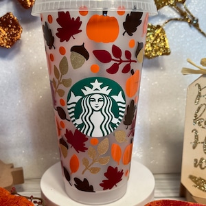 Fall Starbucks Cup | Fall Cold Cup | Fall Leaves Coffee Cup | Autumn Leaves Starbucks Cup | Fall Cold Coffee Cup | Starbucks Gift