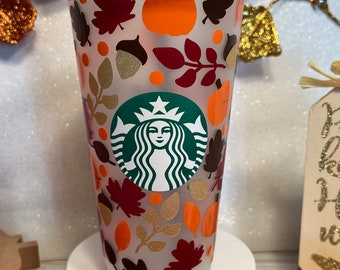 Taza Starbucks de otoño / Taza fría de otoño / Taza de café con hojas de otoño / Taza Starbucks con hojas de otoño / Taza de café frío de otoño / Regalo de Starbucks