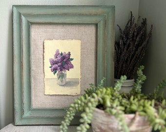 Lilac Flowers in a Vase | Still Life | Wall Art | Original Painting | Cottagecore Farmhouse French Country Vintage Rustic Home Decor