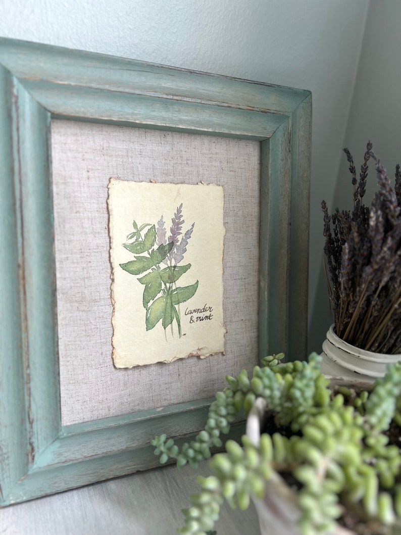 Lavender & Mint Botanical Illustration Wall Art Original Watercolor Painting Cottagecore Farmhouse French Country Vintage Rustic Home image 4