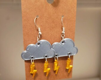 Storm cloud earrings 3D printed