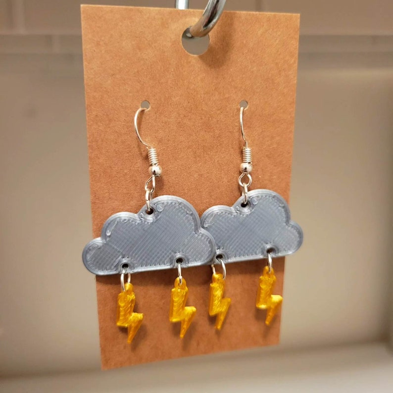 Storm cloud earrings 3D printed image 1