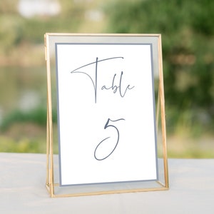 Dusty Blue Minimalist Wedding Table Number Template, Powder Blue Table Number, BROOKLYN