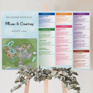 Magic Kingdom Park Karte Sitzplan Vorlage, druckbare Hochzeit Sitzplan, Themenpark Hochzeit