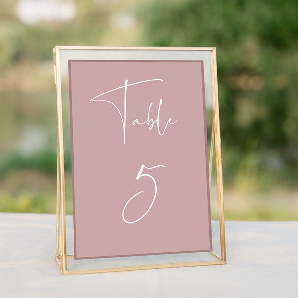 Dusty Pink Wedding Table Number Template, Dusty Rose Printable Table Number, PENNY