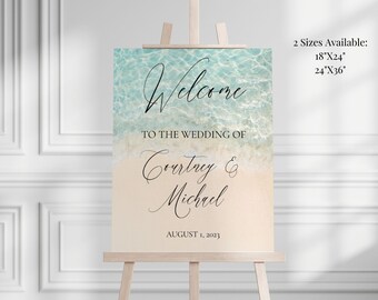 Beach Wedding Welcome Sign Template, Printable Ocean Wedding Welcome Sign, Shoreline