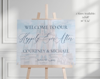 Fairytale Castle Wedding Welcome Sign Template, Printable Princess Fantasy Wedding Welcome Sign