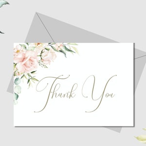 Blush, Sage and Gold Thank You Card, Wedding Thank You Printable Template, GRACE