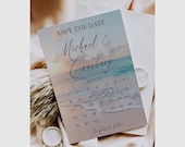Beach Wedding Save The Date Template, Printable Calendar Save The Date, Ocean Wedding
