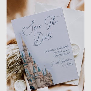 Castle Wedding Save The Date Template, Fairytale Wedding Save The Date, Princess Wedding, Theme Park Wedding