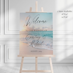 Beach Wedding Welcome Sign Template, Printable Ocean Wedding Welcome Sign, Destination Wedding