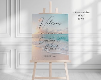 Beach Wedding Welcome Sign Template, Printable Ocean Wedding Welcome Sign, Destination Wedding