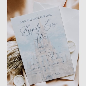 Fairytale Castle Save The Date Template, Printable Calendar Save The Date Printable, Princess Wedding