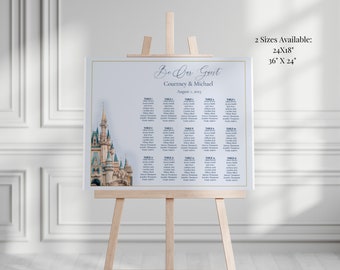 Fairytale Castle Wedding Seating Chart Template, Be Our Guest Printable Seating Chart, Once Upon A Time Wedding, Disneyworld Castle