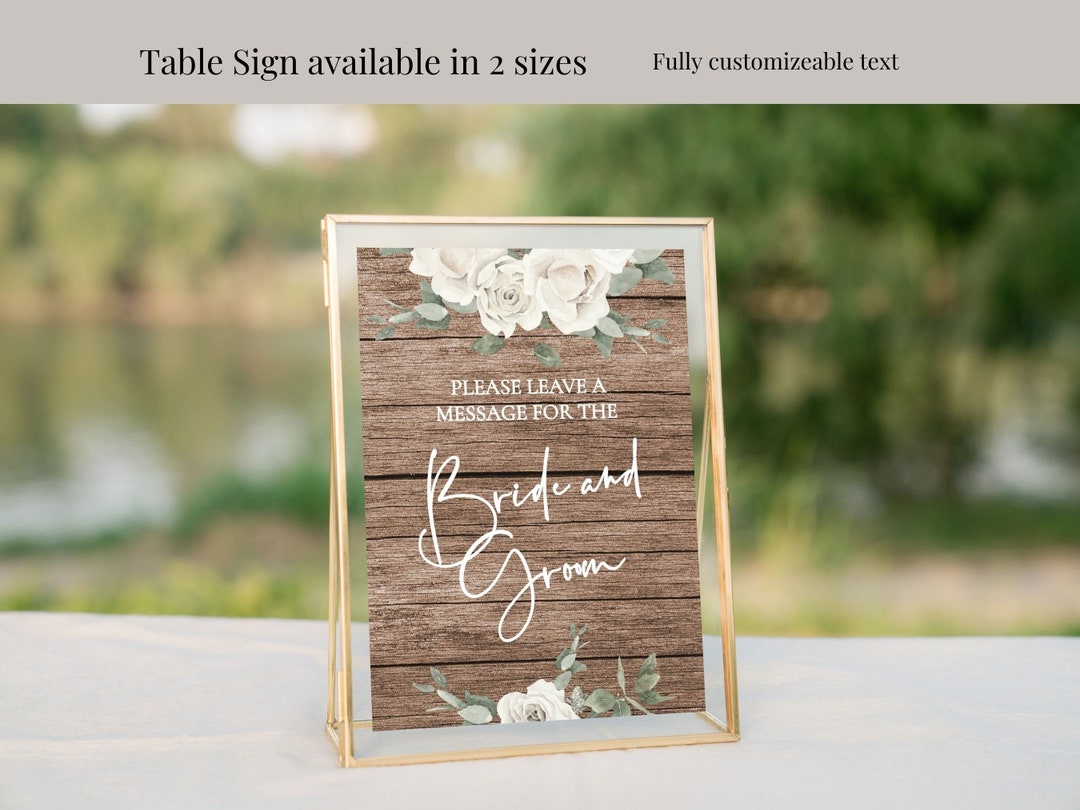 Rustic Wooden Decorative Sign Template, Customizable White Floral and ...