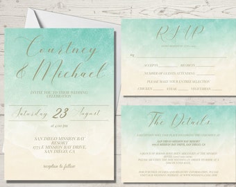 Beach Wedding Invitation Set, Ocean Wedding Invite Template, Wedding Invitation Bundle, Wedding Invitation Template, SUMMER