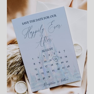 Fairytale Castle Save The Date Template, Printable Calendar Save The Date Printable, Princess Wedding