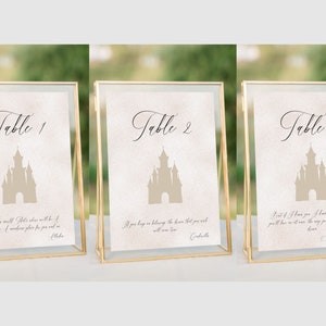 Set of 15 Fairytale Quote Table Number Templates, Printable Castle Wedding Table Numbers