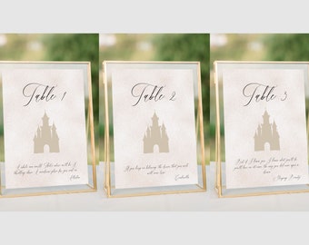 Set of 15 Fairytale Quote Table Number Templates, Printable Castle Wedding Table Numbers