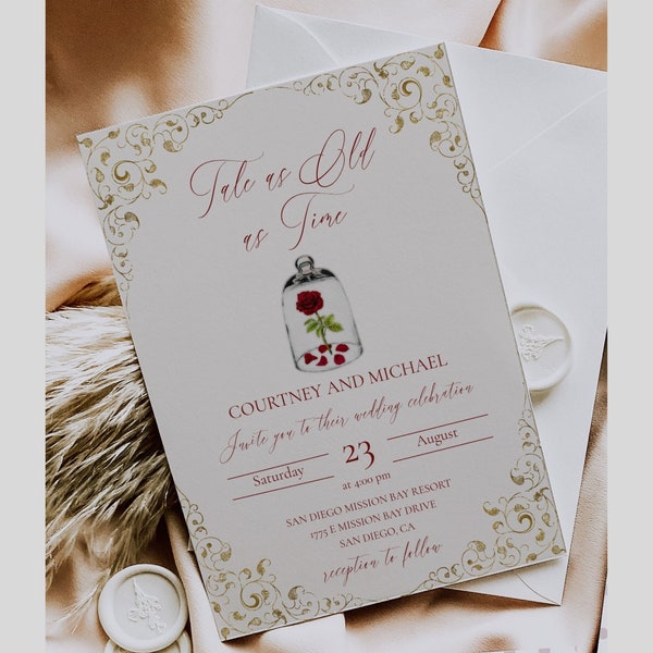 Beauty and the Beast Wedding Invitations - Etsy